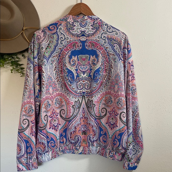 Molly Bracken Paisley Print Women's Bomber Jacket Women’s Sz Large - Picture 10 of 12
